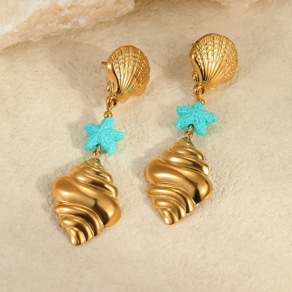 Women's Ocean Wind Earrings Stainless Steel Star Geometric Electroplated Jewelry