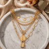 Women's Old Money Style Alloy Coin Disc Tassel Necklace Set With Geometric Round Zinc Alloy Pendants And Polished Electroplated Finish