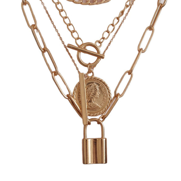 Women's Old Money Style Alloy Coin Disc Tassel Necklace Set With Geometric Round Zinc Alloy Pendants And Polished Electroplated Finish