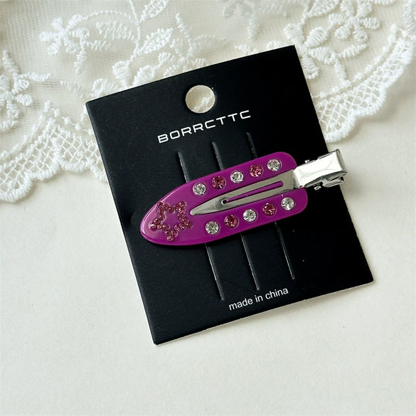 Women's Old Money Style Floral Acetic Acid Duckbill Hair Clip With Seamless Marble Pattern Handmade