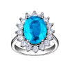 Women's Open Adjustable Copper Geometric Ring With Emerald Style Zircon Inlay Electroplated Luxury Princess Wedding Band