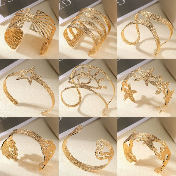 Women's Open Bracelet Iron Gold Platinum Electroplating Exaggerated Elegant Fashion Shape Pattern Allmatch