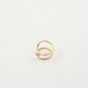 Women's Open End Titanium Steel Ring With Zirconia And 18K Gold Electroplated Geometric Floral Design