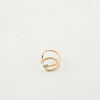 Women's Open End Titanium Steel Ring With Zirconia And 18K Gold Electroplated Geometric Floral Design