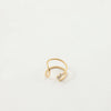 Women's Open End Titanium Steel Ring With Zirconia And 18K Gold Electroplated Geometric Floral Design