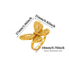Women's Open Flower Ring In Goldplated Stainless Steel Fivepetal Floral Design With Textured Botanical Style