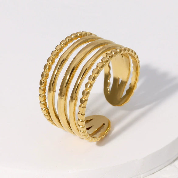 Women's Open Geometric Stainless Steel Ring Electroplated Nonfading Simple Cold Style Highend