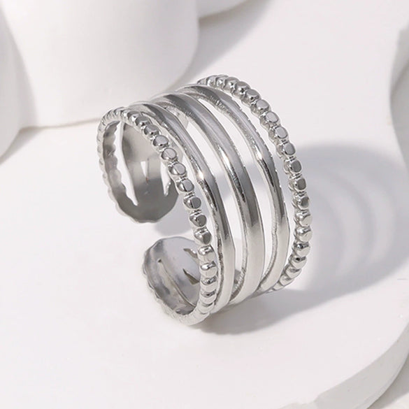 Women's Open Geometric Stainless Steel Ring Electroplated Nonfading Simple Cold Style Highend