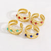 Women's Open Ring Stainless Steel Natural Stone Gem Inlaid Geometric Handmade Fine Polishing Furnace Vacuum