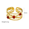 Women's Open Ring Stainless Steel Natural Stone Gem Inlaid Geometric Handmade Fine Polishing Furnace Vacuum