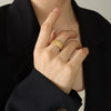 Women's Open Ring 316L Stainless Steel Geometric Striped 18K Gold Electroplated