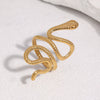 Women's Open Snake Ring In Gold Plated Stainless Steel With Simple Animal Pattern And Unique Exaggerated Design
