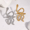 Women's Open Snake Ring In Gold Plated Stainless Steel With Simple Animal Pattern And Unique Exaggerated Design