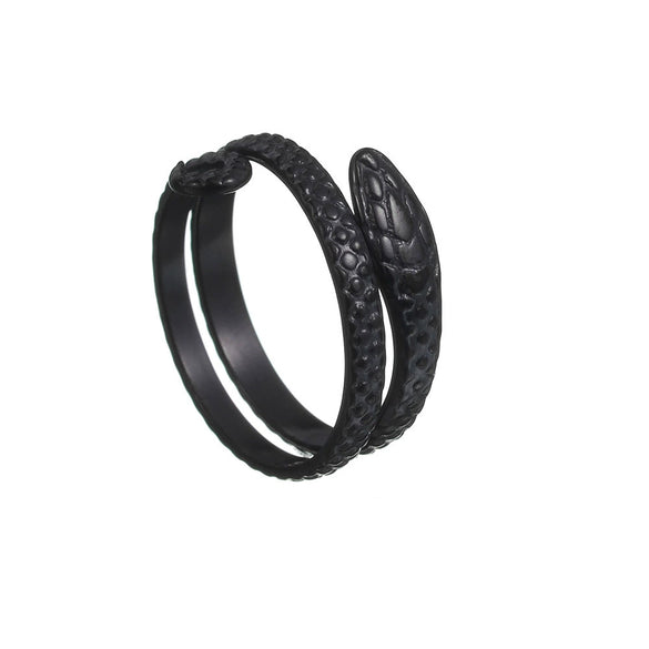 Women's Open Snakeshaped Titanium Steel Ring With Geometric Design And Electroplating