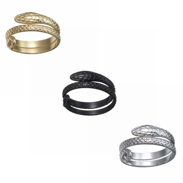 Women's Open Snakeshaped Titanium Steel Ring With Geometric Design And Electroplating