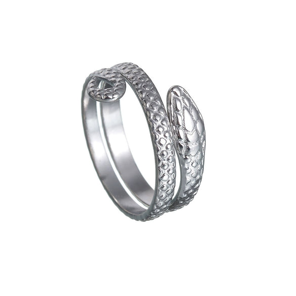 Women's Open Snakeshaped Titanium Steel Ring With Geometric Design And Electroplating