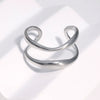 Women's Open Stainless Steel Ring With Electroplated Geometric Line Design Simple Minimalist Adjustable Jewelry