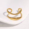 Women's Open Stainless Steel Ring With Electroplated Geometric Line Design Simple Minimalist Adjustable Jewelry