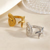 Women's Open Stainless Steel Ring With Electroplated Starfish And Conch Shell Minimalist Ocean Inspired Design