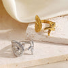 Women's Open Stainless Steel Ring With Electroplated Starfish And Conch Shell Minimalist Ocean Inspired Design