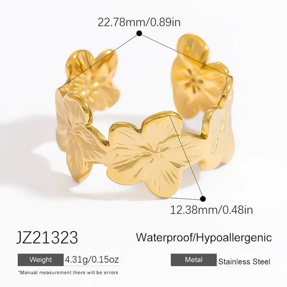 Women's Open Stainless Steel Ring With Geometric Design And Electroplating