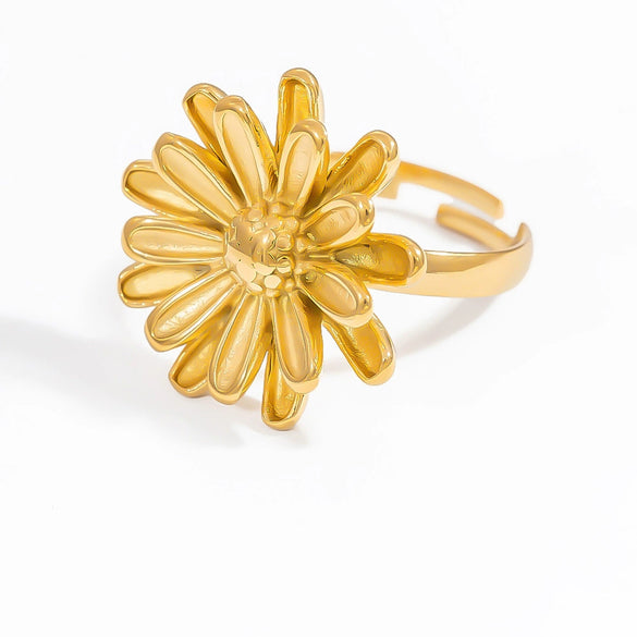 Women's Open Stainless Steel Ring With Geometric Design And Electroplating