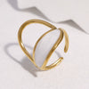 Women's Open Stainless Steel Ring With Vintage Oil Drip Geometric Design And 18K Gold Electroplated Non Fading Finish