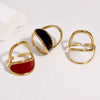 Women's Open Stainless Steel Ring With Vintage Oil Drip Geometric Design And 18K Gold Electroplated Non Fading Finish