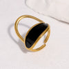 Women's Open Stainless Steel Ring With Vintage Oil Drip Geometric Design And 18K Gold Electroplated Non Fading Finish