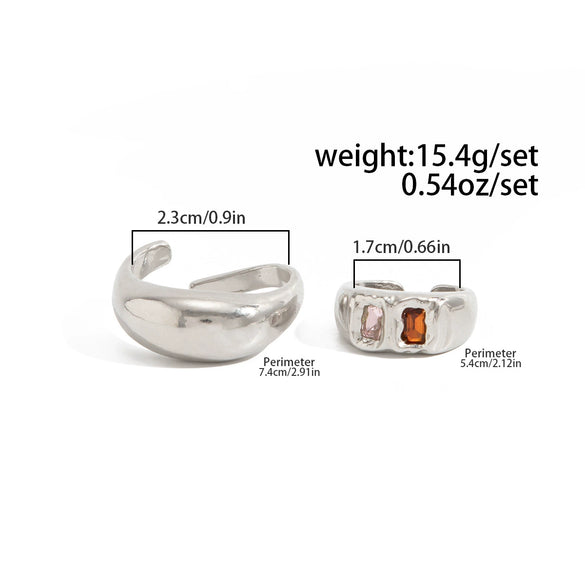 Women's Open Toe Ring In Alloy With Geometric Glass Crystal Embellishment And Stacked Style Design