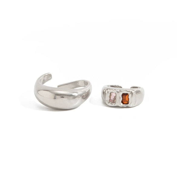 Women's Open Toe Ring In Alloy With Geometric Glass Crystal Embellishment And Stacked Style Design