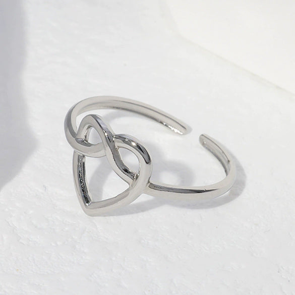 Women's Opening Ring Titanium Steel Heart Pattern Electroplated
