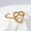 Women's Opening Ring Titanium Steel Heart Pattern Electroplated