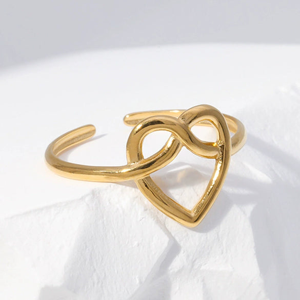 Women's Opening Ring Titanium Steel Heart Pattern Electroplated