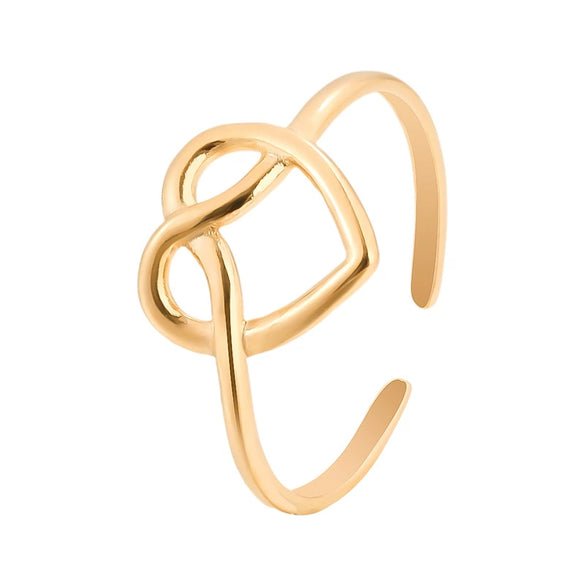 Women's Opening Ring Titanium Steel Heart Pattern Electroplated