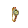 Women's Openwork Maple Leaf Enamel Bracelet Quartz Watch With Gemstone And Diamond Inlay And Buckle Closure