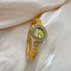 Women's Openwork Maple Leaf Enamel Bracelet Quartz Watch With Gemstone And Diamond Inlay And Buckle Closure