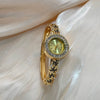 Women's Openwork Maple Leaf Enamel Bracelet Quartz Watch With Gemstone And Diamond Inlay And Buckle Closure