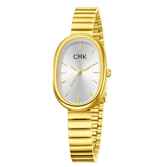 Women's Oval Alloy Case Titanium Alloy Strap Quartz Watch