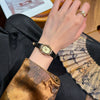 Women's Oval Dial Alloy Case Genuine Leather Strap Stainless Steel Buckle Waterproof Retro Exquisite Watch With Mineral Reinforced Glass Mirror