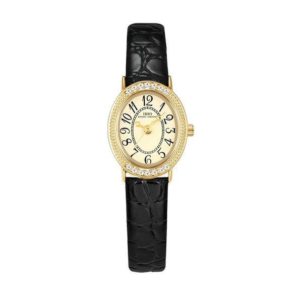 Women's Oval Dial Alloy Case Genuine Leather Strap Stainless Steel Buckle Waterproof Retro Exquisite Watch With Mineral Reinforced Glass Mirror
