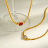 Women's Oval Geometric Stainless Steel Necklace With Zircon Inlay And 18K Vacuum Plating Simple Fashion Jewelry