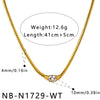 Women's Oval Geometric Stainless Steel Necklace With Zircon Inlay And 18K Vacuum Plating Simple Fashion Jewelry