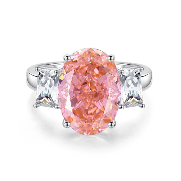 Women's Oval Goose Yellow Ring S925 Sterling Silver With Pigeon Egg Ice Flower Zircon And Imported High Carbon Diamond