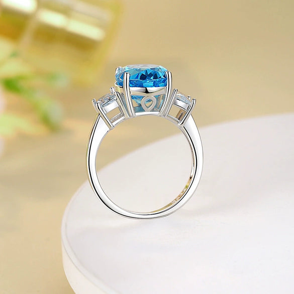 Women's Oval Goose Yellow Ring S925 Sterling Silver With Pigeon Egg Ice Flower Zircon And Imported High Carbon Diamond