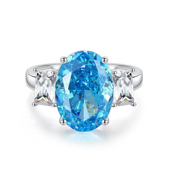 Women's Oval Goose Yellow Ring S925 Sterling Silver With Pigeon Egg Ice Flower Zircon And Imported High Carbon Diamond