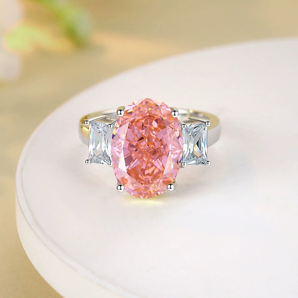 Women's Oval Goose Yellow Ring S925 Sterling Silver With Pigeon Egg Ice Flower Zircon And Imported High Carbon Diamond