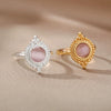 Women's Oval Half Stone Open Ring In Titanium And Stainless Steel With Electroplating