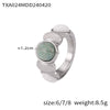 Women's Oval Natural Stone And Titanium Steel Open Bracelet Earrings Ring Suit With Gold Plated Electroplating In Simple Geometric Style
