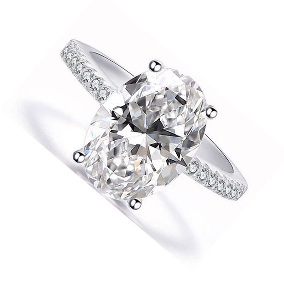 Women's Oval Platinum Plated Alloy Zircon Ring Geometric Engagement Hand Jewelry